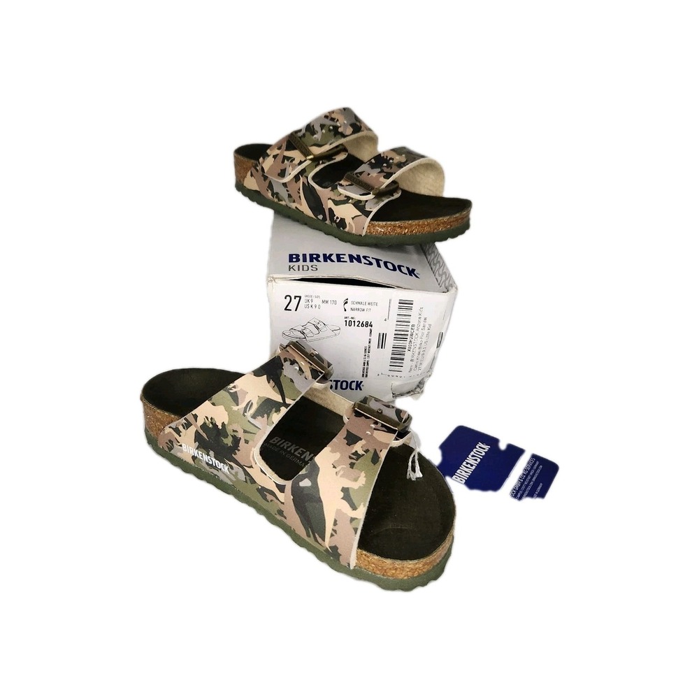 Birkenstock Arizona Kids Dino Camo Khaki Narrow Fit US Kids 9 (27) New In Box